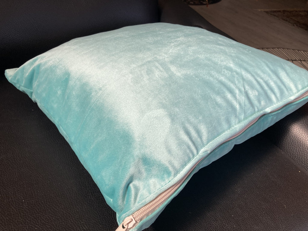 Retro cuscino nascita in velluto Tiffany con cerniera