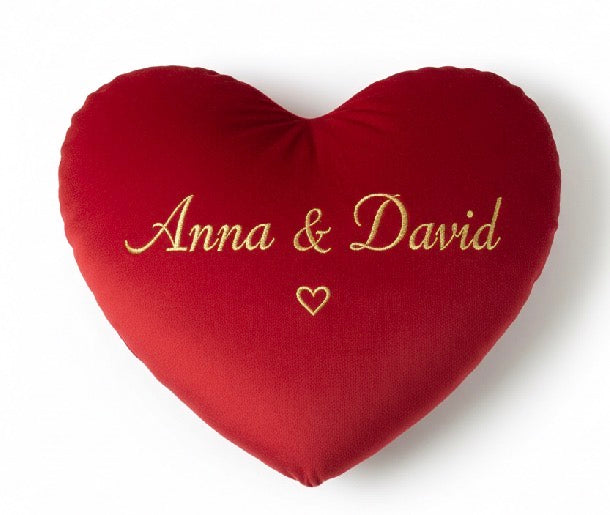 Cuscino Personalizzato a Cuore con Nomi Ricamati
